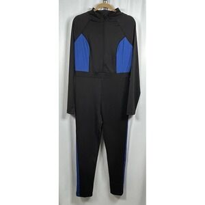 Vevo‎ Active Women's XL Black & Colbalt Blue Color Block Jumpsuit EUC India Made